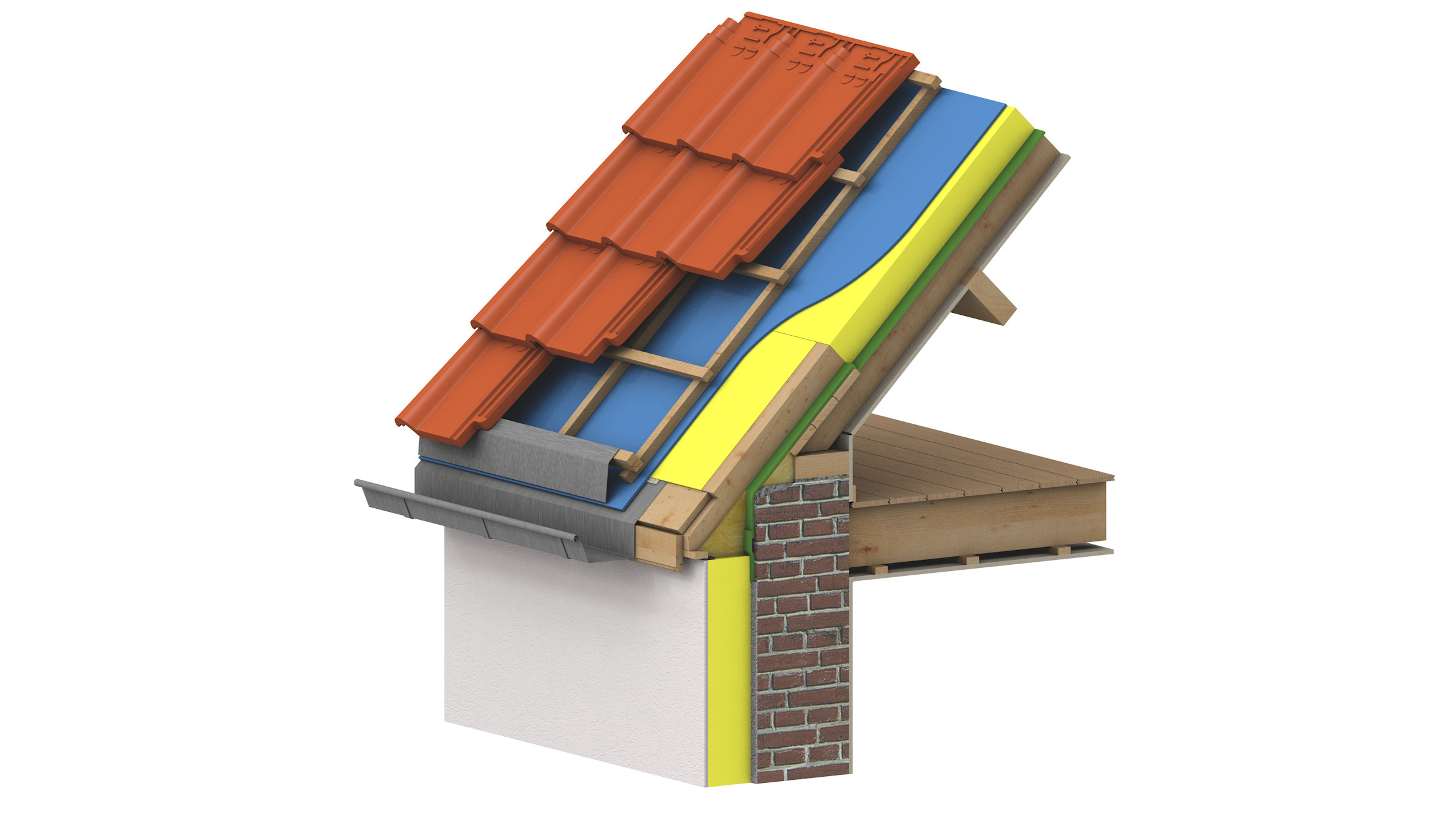 Buildwise Details Toiture sarking : pied de toiture avec pièce(s) de butée (rénovation ...