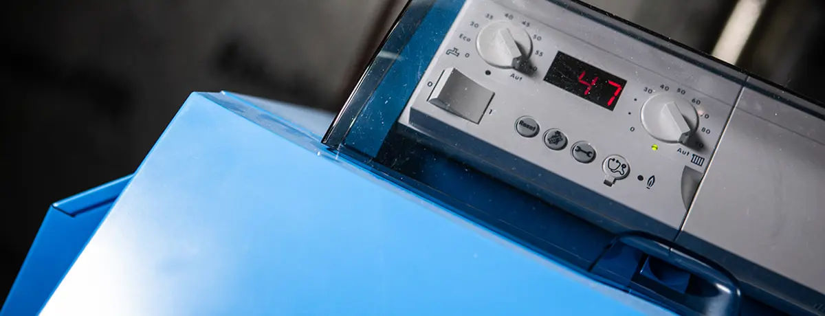 Voorbeeld van een verwarmingsketel van een gebouw - Exemple d’une chaudière