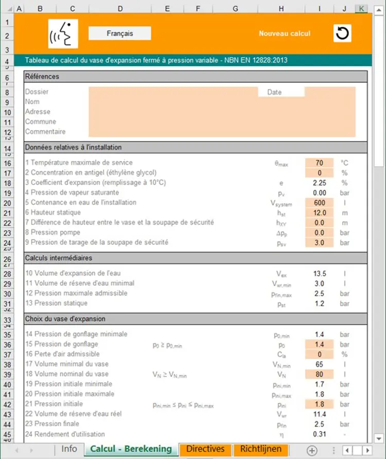 Dimensionnement des vases d'expansion fermés — free download