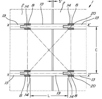 Figuur 2 : de vaste positie van de verankeringselementen ten opzichte van elkaar verbeteren de stabiliteit van de wand