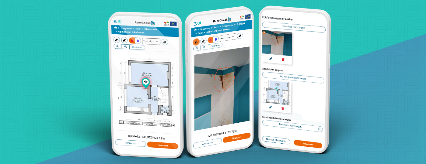 Enkele screenshots van de RenoCheck applicatie